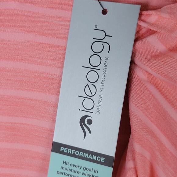 NWT Ideology Womens T Shirt - Size XS  Shadow Stripe Peachberry V-Neck - Picture 3 of 5
